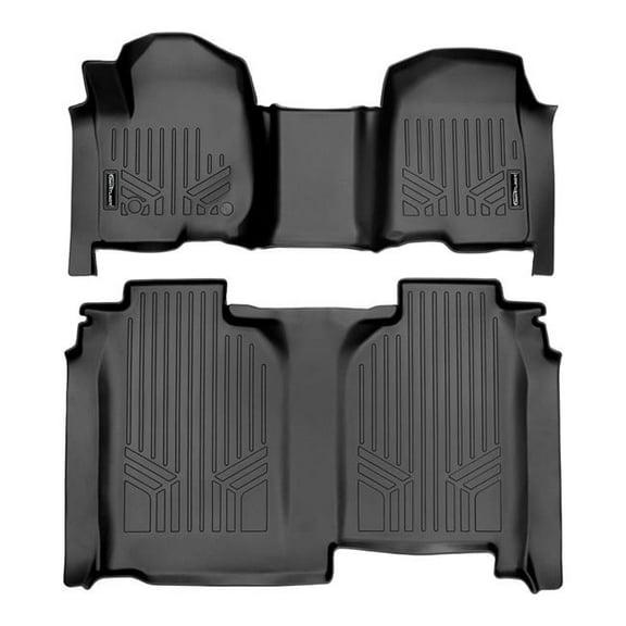 SMARTLINER 2 Rows Custom Fit Floor Liners Compatible with 2019 - 2025 Chevrolet Silverado 1500 Crew Cab