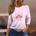 thumbnail image 5 of Nfurl Women Blessed Breast Cancer Awareness Shirts Elegant Flower Pink Ribbon Graphic Tees Casual Plus Size Cewneck 3/4 Sleeve Tshirts for Survivor Gifts Pink M, 5 of 7