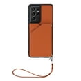 thumbnail image 2 of Feishell Fit for Samsung Galaxy S21 Ultra Phone Case with Wrist Strap,Shockproof Premium PU Leather Back Magnetic Buckle Flip Kickstand Credit Card Slots Anti-Scratch Protective Cover,Brown, 2 of 6