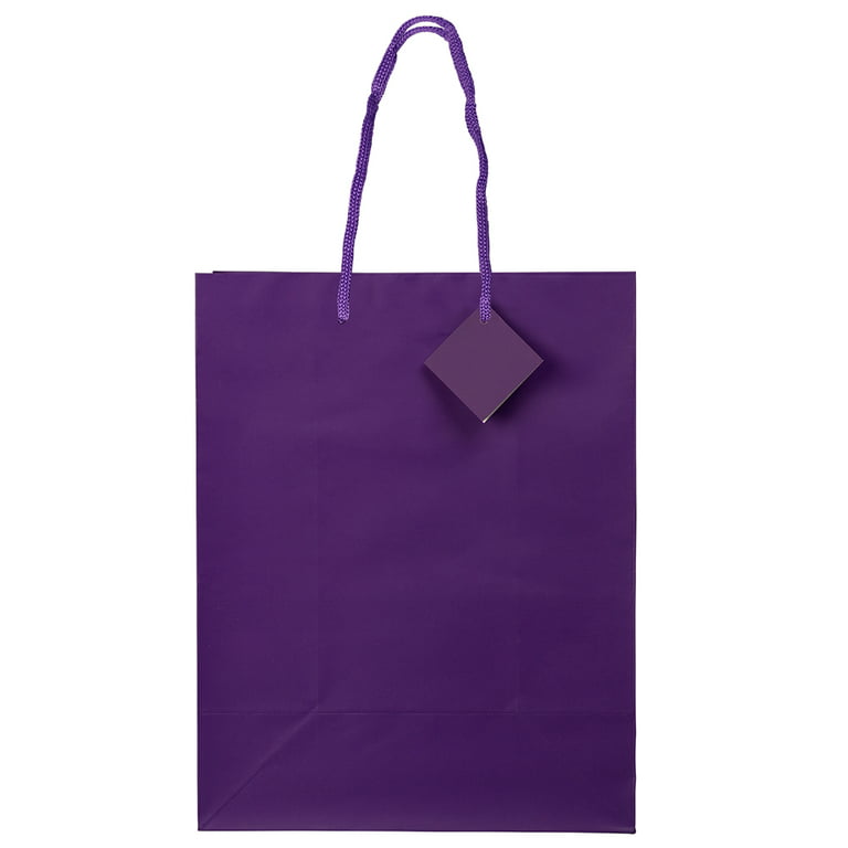JAM Matte Gift Bag, 10 x 13 x 5, Purple, 1/Pack, Large