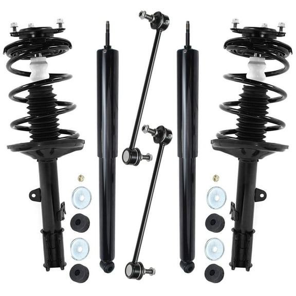 Detroit Axle - FWD 6pc Struts Shocks Kit for Toyota 2001 2002 2003 2004 2005 RAV4, 2 Front Struts with Coil Spring Assembly 2 Front Sway Bar End Links 2 Rear Shock Absorbers Replacement Suspension