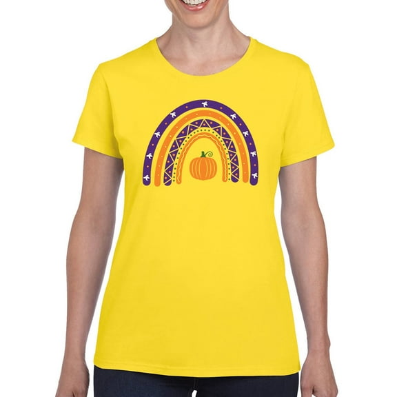 Halloween Rainbow W Pumpkin T-Shirt Women -Image by Shutterstock, Female Medium