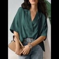 thumbnail image 4 of Blusa Informal Elegante para Mujer, de Negocios, de Corta, con Cuello en V y Tapeta, Camisa de Trabajo Verde XXL, 4 of 8