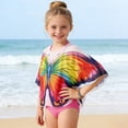 thumbnail image 2 of UngA Girl Swim Cover Up Kids Butterfly Beach Coverup Chiffon Long Sleeves Wrap Swim Dress Girls' Swimwear (Watermelon Red,7-8 Years), 2 of 6