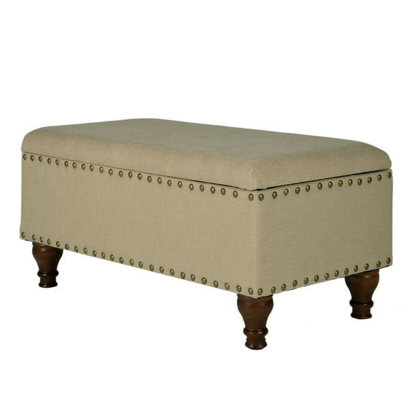 HomePop Large Rectangle Storage Bench with Nailhead Trim, Multiple