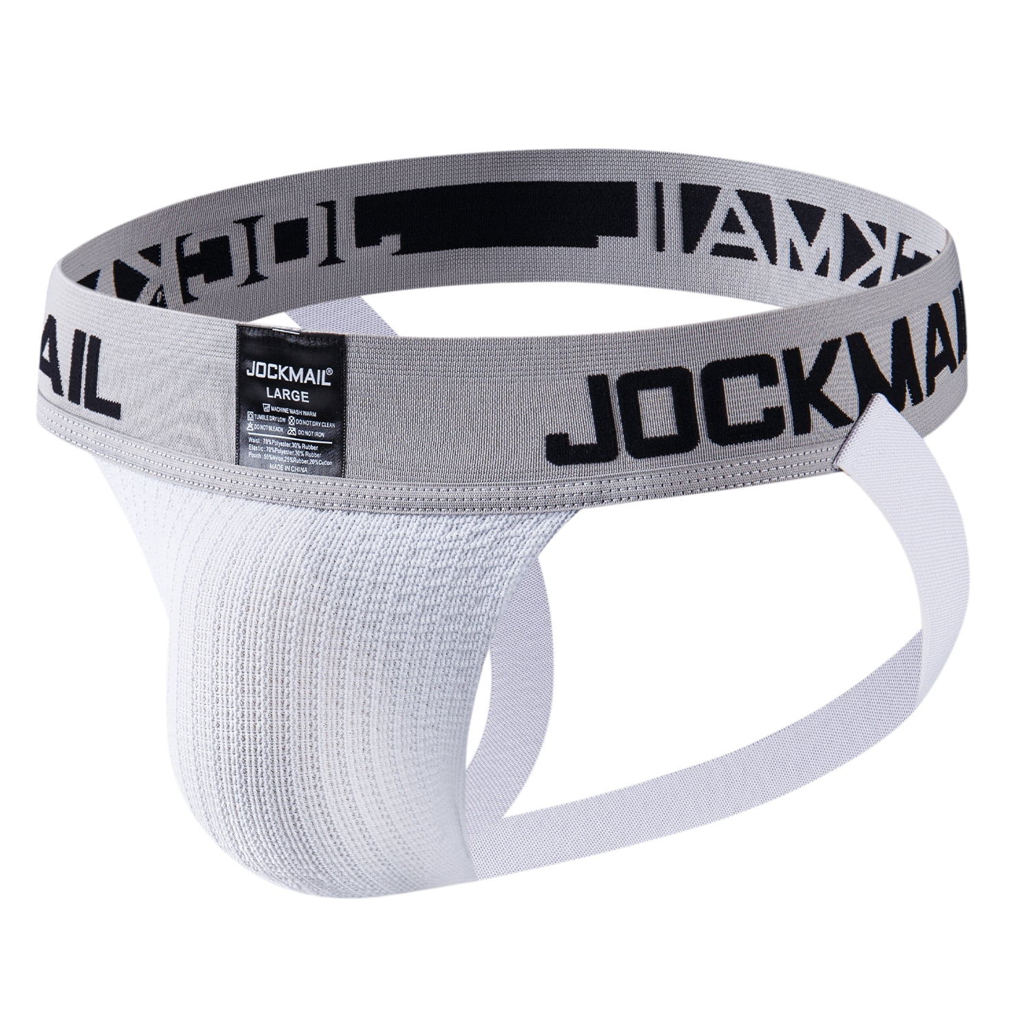 MIZOK Men's Jockstraps Sexy Jock Strap Breathable Mesh Underwear White ...