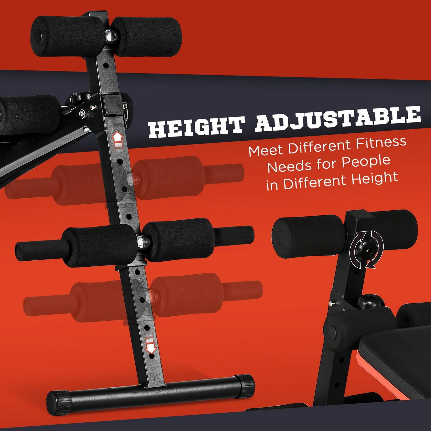 Soozier Banc assis pliable, entraînement de base réglable pour gym à domicile