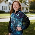 thumbnail image 3 of Uorisanigo Girls Half Zip Cropped Pullover Sweatshirt Oversized Sweatshirts Blue Galaxy Wolf Long Sleeve Athletic Tops Soft Quarter Zip Up Hoodie Jacket Pullover Tops, 3 of 6