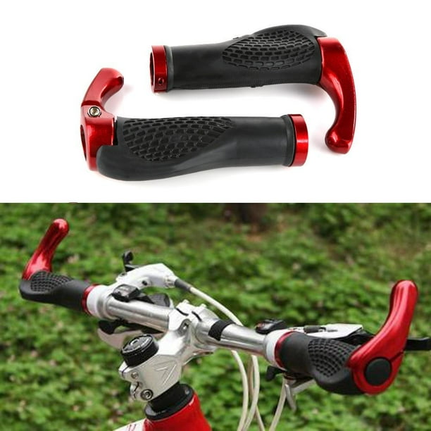 Bicicleta Manillar ergonómico para bicicleta de montaña, empuñaduras de goma, extremos con bloqueo para ciclismo