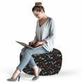 thumbnail image 2 of Space Pouf Cover with Zipper, Cartoon Doodle Spacecraft Traveling to the Universe Cosmos UFOs Aliens Stars, Soft Decorative Fabric Unstuffed Case, 30" W X 17.3" L, Black Orange White, by Ambesonne, 2 of 5