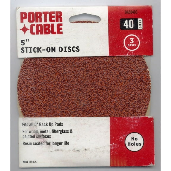 Porter-Cable DA50403 Sanding Disc 5" Stick-On, 40 Grit, 3 Pack PC-DA50403