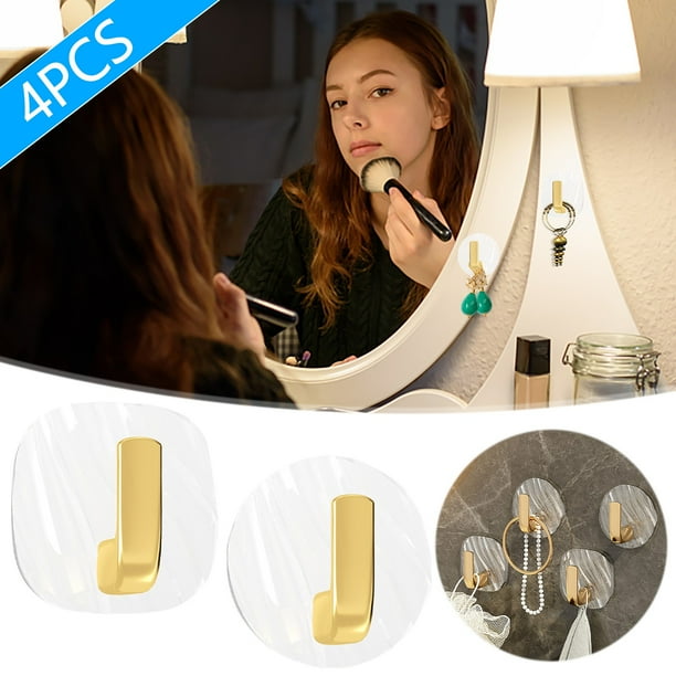 Fiudx Gancho de Pared para Bolsos, Gancho Adhesivo Resistente, Organizador de Almacenamiento Pequeño, Solución para La Gestión de Cables, Plástico Duradero, Fácil Instalación, Paquete de 4, Tamaño 6