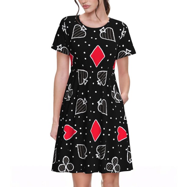 Balery Card Suits Vestidos sueltos de manga corta para mujer, vestidos de verano 2025, vestidos casuales de corte A con vuelo.