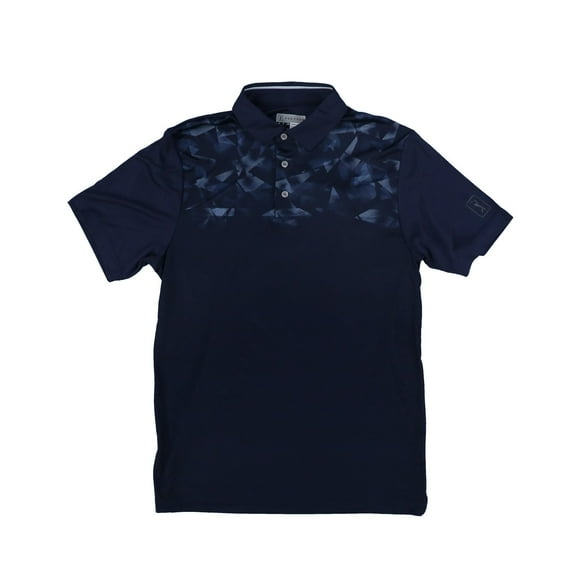 Pga Tour Men's Athletic Fit Geo Print Golf Polo Shirt Active Stretch Peacoat S