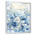 thumbnail image 2 of Designart "Coastal Tiles Collage in White and Blue I" Abstract Framed Wall Art - Modern White Abstract Botanicals Hallway Framed Wall Art Decor, 2 of 6