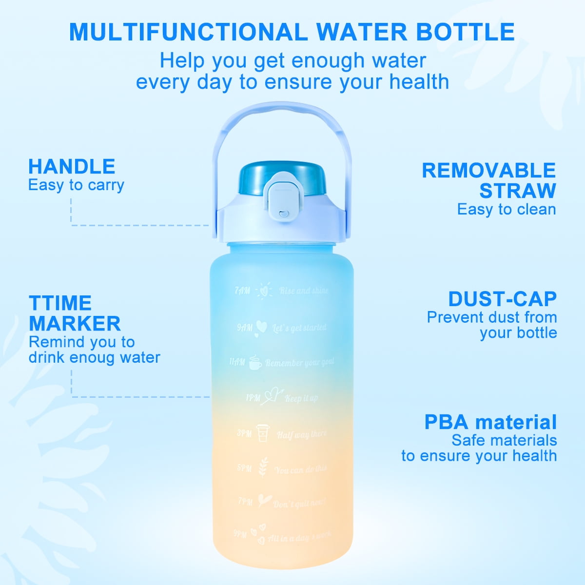 Motivational Water Bottle For Girls 2L Capacity With Time Marker, Straw,  And Portable Design Perfect For Sports, Gym, And More By Botella De Agua.  From Ning09, $10.28