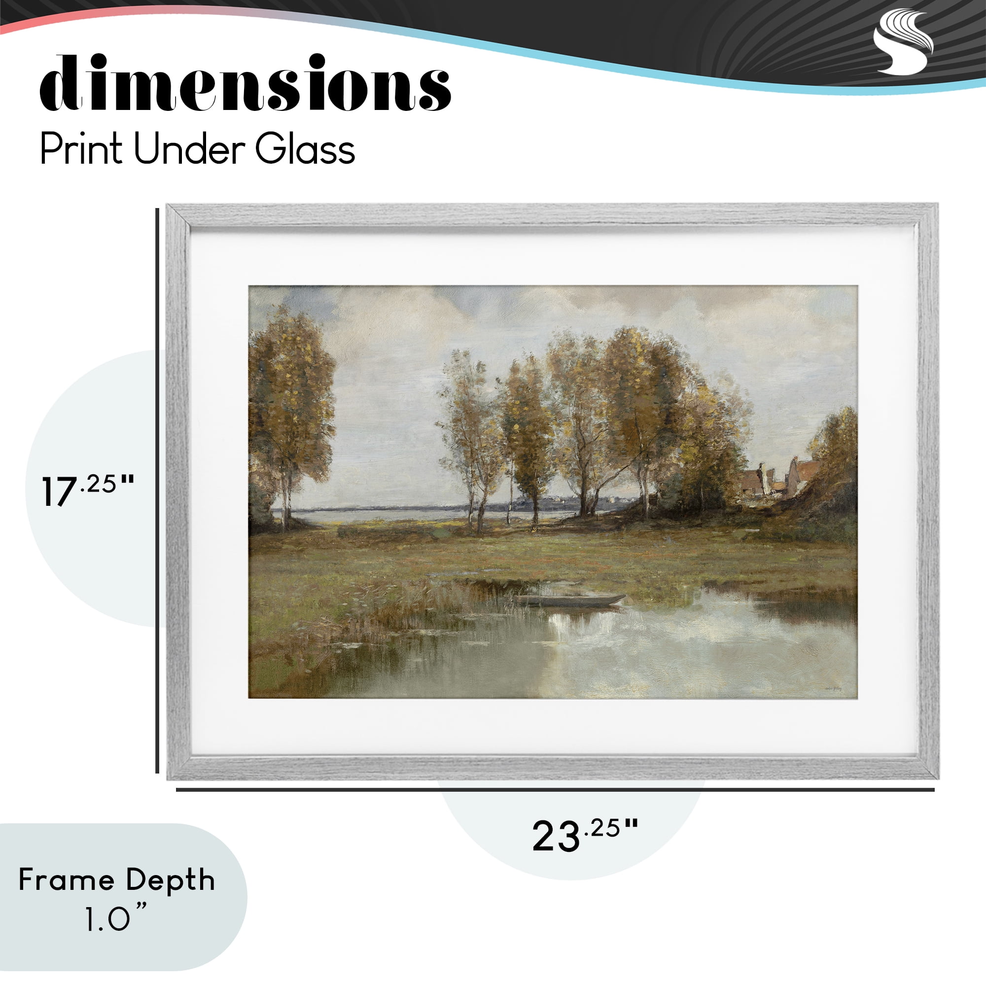 Stupell Industries A Peaceful Spot Landscape Gray Framed Print Under Glass, design by Amber Sterling