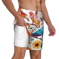 thumbnail image 2 of Sigee Flowers Birds And Butterflies Print Mens Swim Trunks with Compression Liner Quick Dry Swim Stretch Beach Shorts with Pockets,S-3XL, 2 of 7