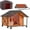 34.3" (Heated Pad Included), variant on AIVITUVIN Heated Outdoor Dog House - Weatherproof Insulated Wooden Shelter with Iron Frame, Large Porch for Medium & Large Dogs, Indoor/Outdoor Kennel(XL)