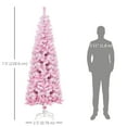thumbnail image 3 of HOMCOM Snow Flocked Pencil Artificial Christmas Tree with Steel Base Pink, 3 of 10