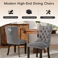 thumbnail image 6 of DONICK Velvet Upholstered Dining Chair Set of 2,Modern Tufted Kitchen Chairs Nailhead Lion Pull Ring Black Wood Legs(Gray), 6 of 10