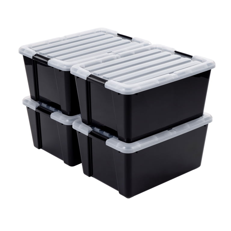 11 Gallon Stackable Plastic Storage Bins with Lids, 4 Pack photo 1