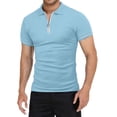 thumbnail image 4 of Sngxgn Mens Shirt Short Sleeve Casual Polo Shirts for Men(Light Blue,XXL), 4 of 8