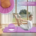 thumbnail image 5 of CL.HPAHKL Folding Gym Mat, Portable Exercise Tumbling Mats 2 Inch Thick Yoga Mat with Carrying Handles Tri-Fold Cheer Mats for MMA, Stretching Yoga Cheerleading Martial Arts, Purple, 5 of 7