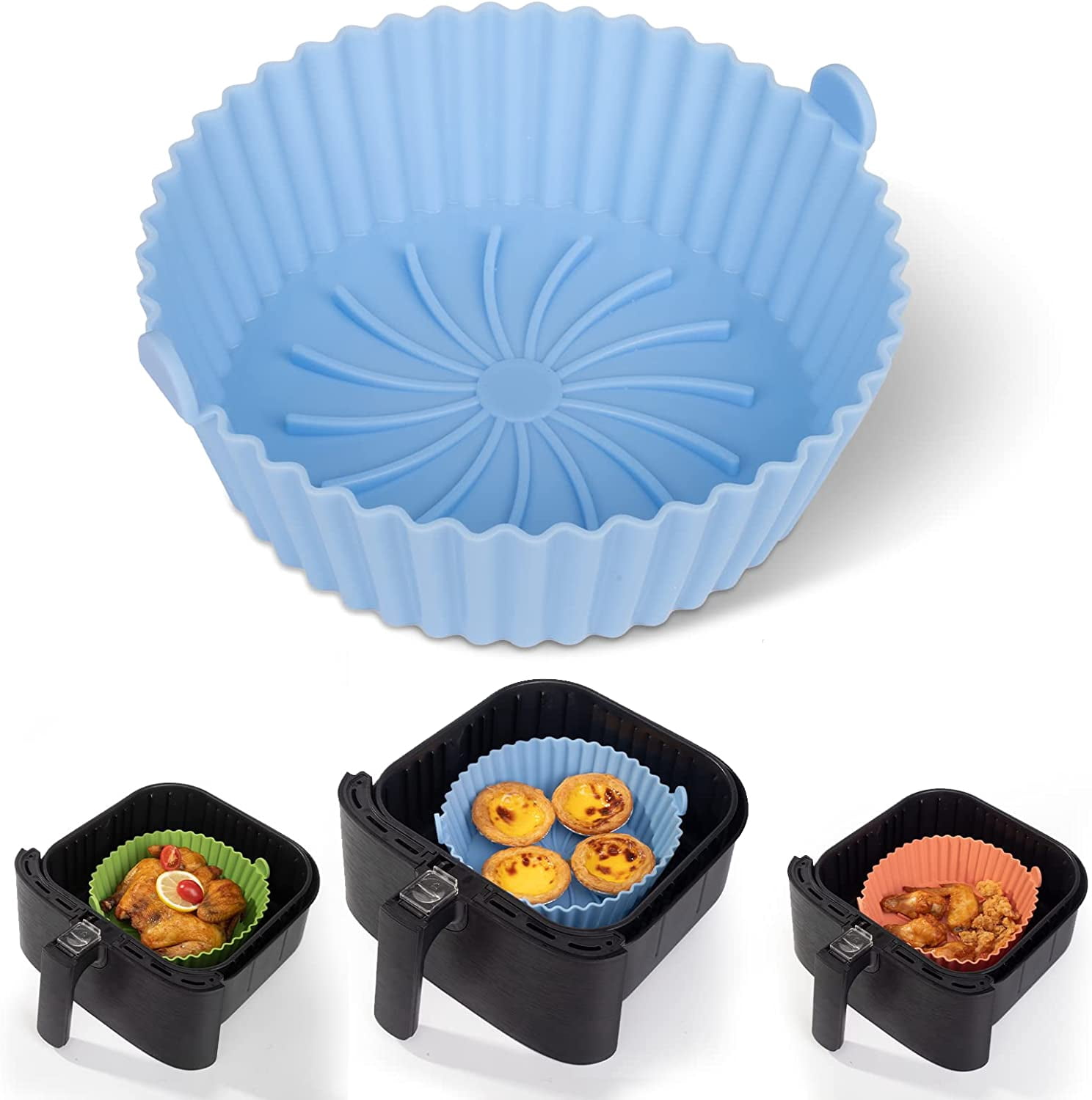 KMEK7-pot en Silicone pour Friteuse à Air Chaud - Doublures en Silicone Réutilisables Antiadhésives Compatibles avec Panier pour Friteuse à Air COSORI
