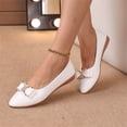 thumbnail image 4 of IEMIEMIEM Women's Leather Flats Comfortable Pointe Toe Slip On Flats Soft Work Flats 2026 Fashion Mary Jane Flats White 5 Wide, 4 of 7