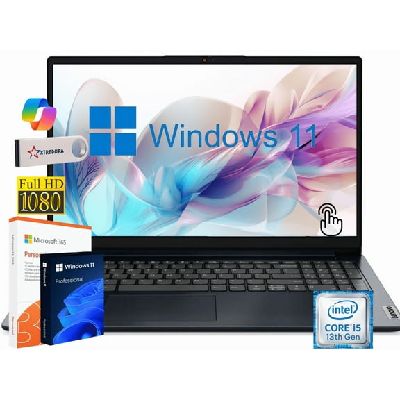 Lenovo Ideapad 1i 15.6" FHD Touchscreen Business&Home Laptop, 13th Intel Core i5-1334U Upto 4.6GHz, 8GB RAM, 256GB PCle SSD, Windows 11 Pro, Lifetime Microsoft Office License, Blue