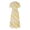 thumbnail image 5 of Sexlip Womens Maxi Dress Short Sleeve Tie Dye Design Light Fabric Flowy Silhouette for Outdoor Leisure Yellow S, 5 of 5