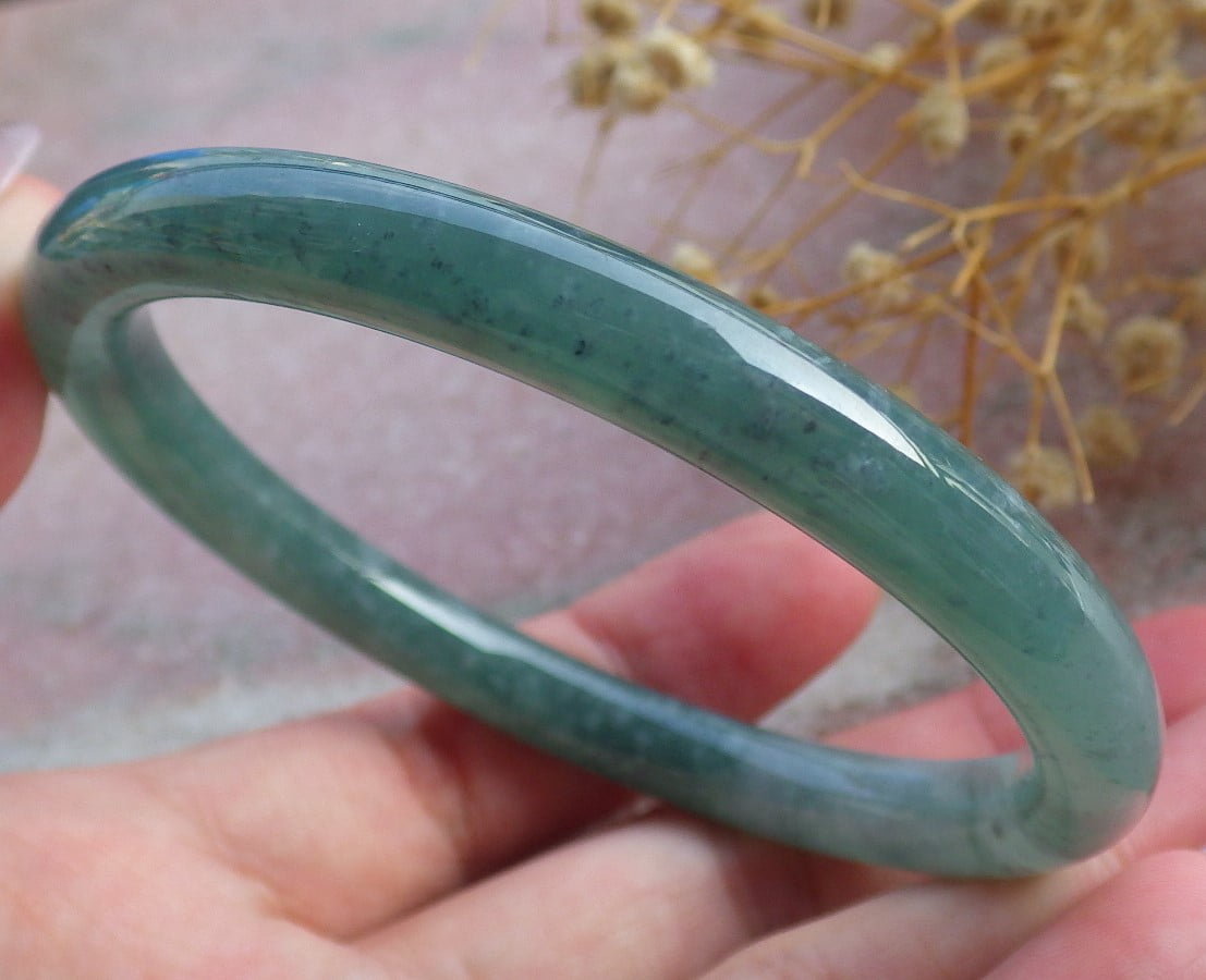 Icy Green Natural A JADE Jadeite Circle Bangle Bracelet 58 mm 682133 TN