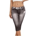 thumbnail image 2 of uublik Pants Capris for Women Stretchy Pants Pull On Jeggings High Waisted Denim Leggings Casual Pants with Pockets, Gray, 2 of 6