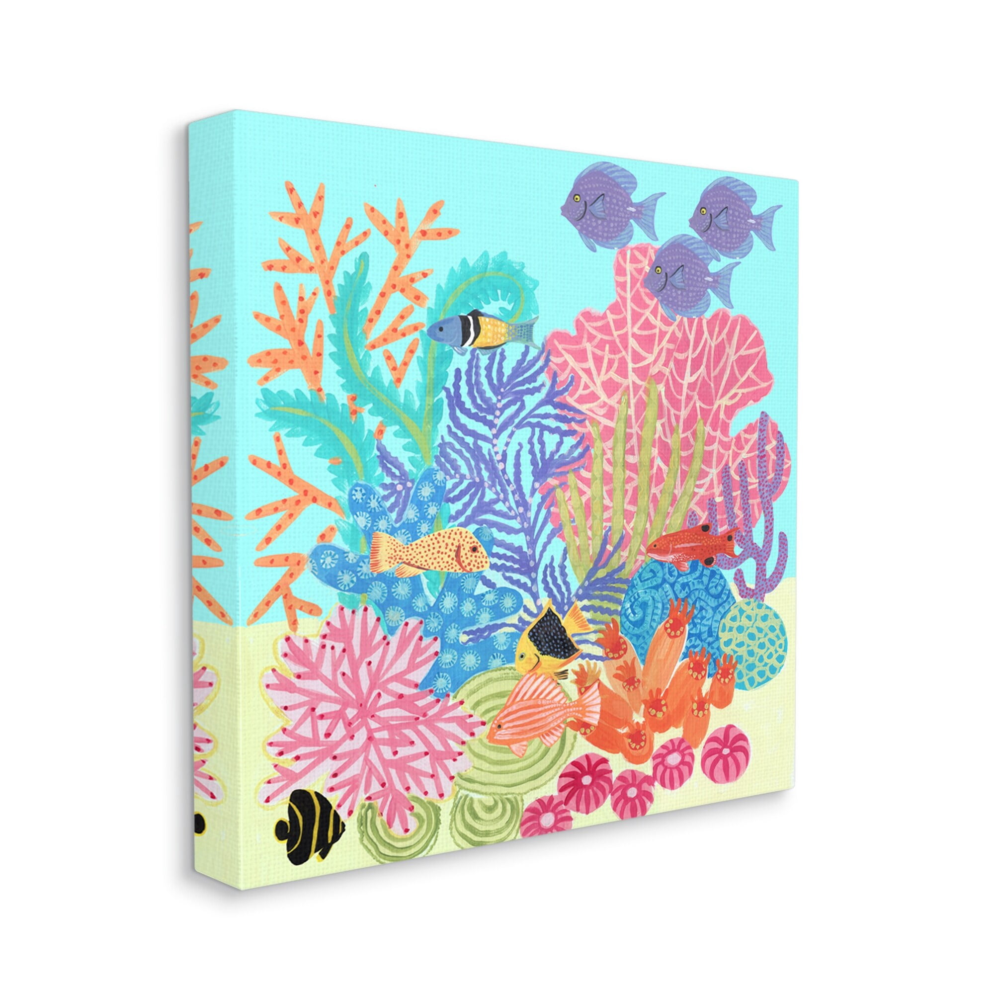 Stupell Industries Bold Coral Reef Underwater Patterned Fish Shapes Graphic Art Gallery Wrapped Canvas Print Wall Art, Design by unknown