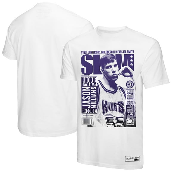 Men's-Mitchell & Ness Jason Williams White Sacramento Kings SLAM Gradient T-Shirt