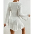thumbnail image 7 of Bsubseach Crochet Beach Cover Ups for Women Bell Sleeve Summer Knit Sheer Dress Swimwear Coverup, 7 of 7