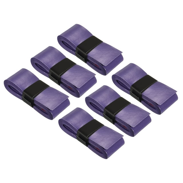 Unique Bargains 43.3' Absorb Sweat Non-Slip PU Tennis Racket Overgrip Tape Wraps Purple 6 Pack