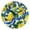 Black, variant on Lemons Leaves with Blue Ribbons Round Wall Clock Silent Analog Battery Operated Gold Pointer Home Decor 9.84" Diameter