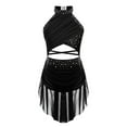 thumbnail image 5 of Sinleey Girls Shiny Lyrical Ballet Dress Backless Jazz Latin Cha-Cha Rumba Samba Dance Costume Black 6, 5 of 9