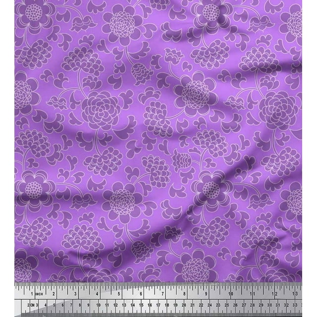 Soimoi Poly Georgette Fabric Flower Artistic Fabric Prints By Yard 42 Inch Wide