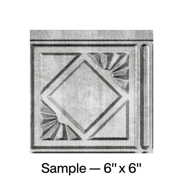 FASÄDE Traditional Style 4 Decorative Vinyl Backsplash Panel in Crosshatch Silver (6X6 Inch Sample)