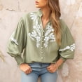 thumbnail image 1 of Tops de manga larga,Cárdigan con botones florales bordados para mujer, manga larga con cuello en V, mezcla de poliéster y elastano, ropa informal para el hogar y uso diario, sopatenor, 1 of 6