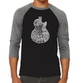 thumbnail image 1 of LA Pop Art Men's Raglan Baseball Word Art T-shirt - Rock Guitar Head, 1 of 2