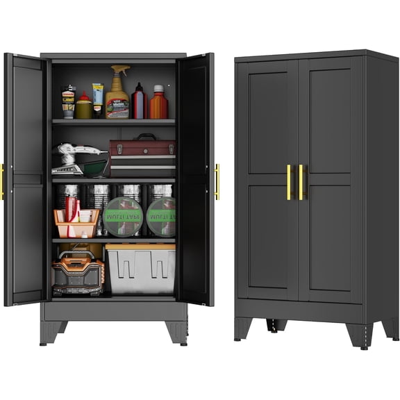 47.2'' Tall Metal Garage Storage Cabinet,File Cabinet with Door and Adjustable Shelves, Outdoor Steel Tool Cabinet for Home,Office,Warehouse,Garage,Balck
