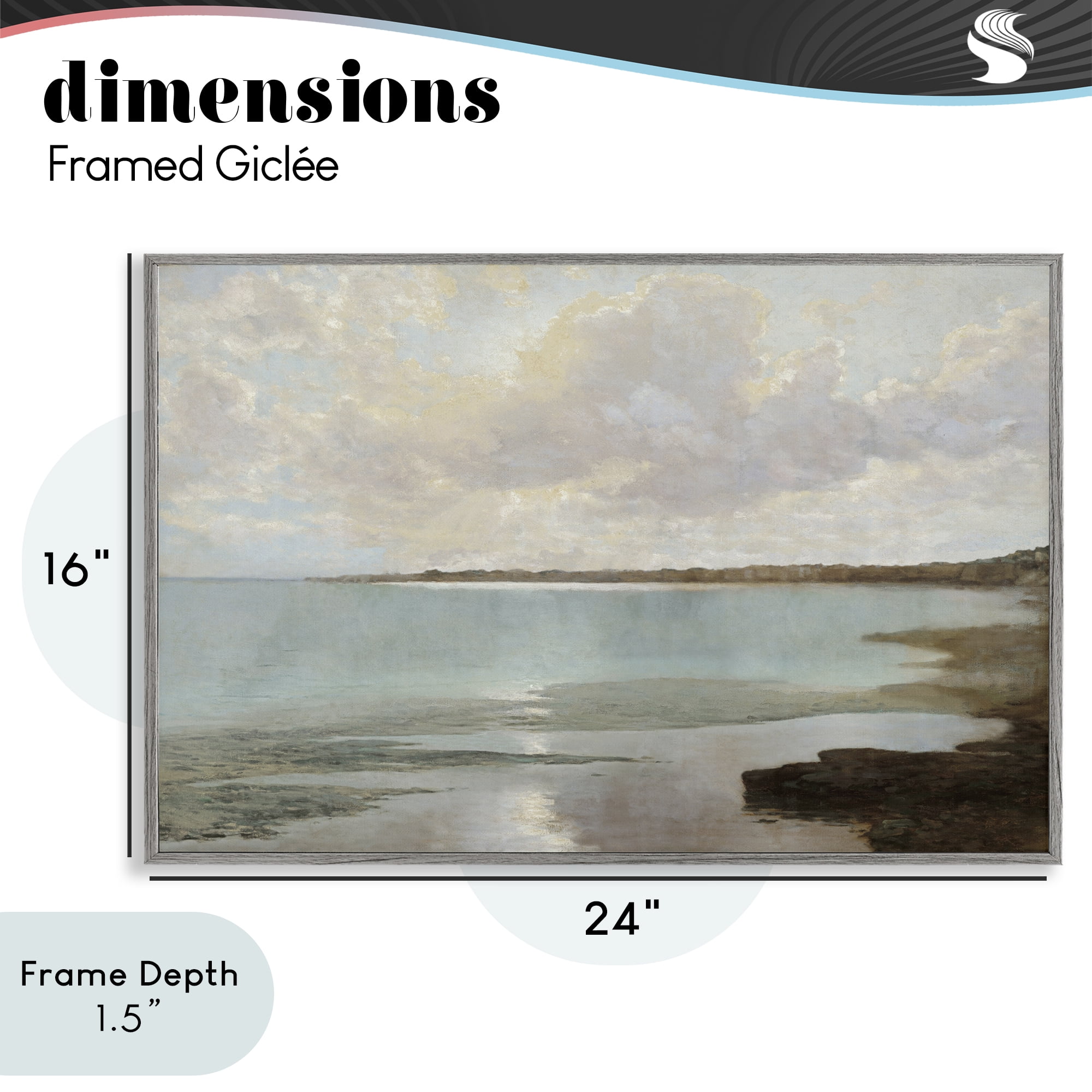 Stupell Industries At The Shore Horizon Gray Framed Giclee Art, design by Christy McKee