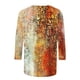 thumbnail image 4 of ICHUANYI Clearance Women's Fashion Printed Loose T-shirt 3/4 Sleeves Blouse Round Neck Casual Tops(Orange, XL) ICHUANYI WER2023081109810, 4 of 5