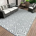 thumbnail image 4 of Aonewoe Outdoor Rug 9x12 Waterproof Reversible Camping Rug Patio Rug Plastic Straw Rug Outside Indoor Outdoor Area Rug for Patio Deck Balcony Picnic Beach, Gray & White, 4 of 9