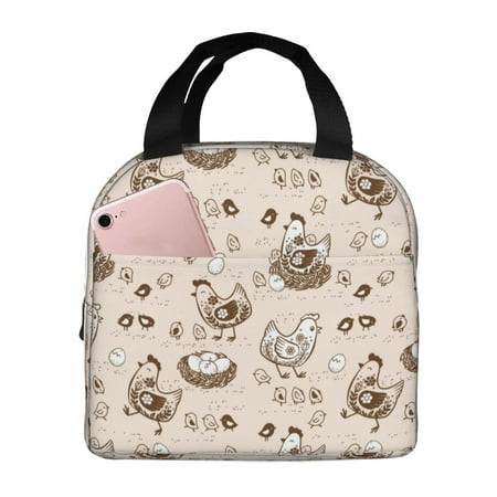 Insulated Lunch Bag for Women Men - Cartoon Cute Chicken Eggs Leakproof Cooler Lunch Box for Women Men  Lunch Tote Bags for Work School Picnic Travel