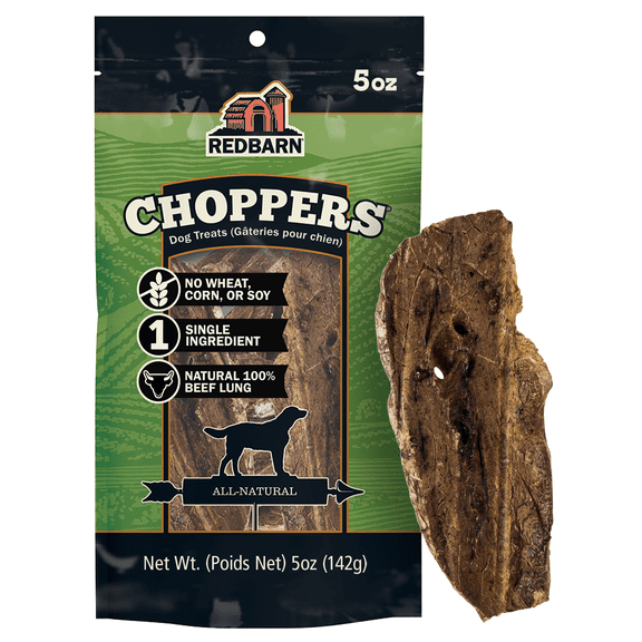 Redbarn Choppers Beef Lung Dog Treat, Single-Ingredient, 5-oz Bag